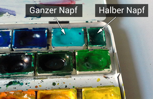 Aquarellkasten Näpfe